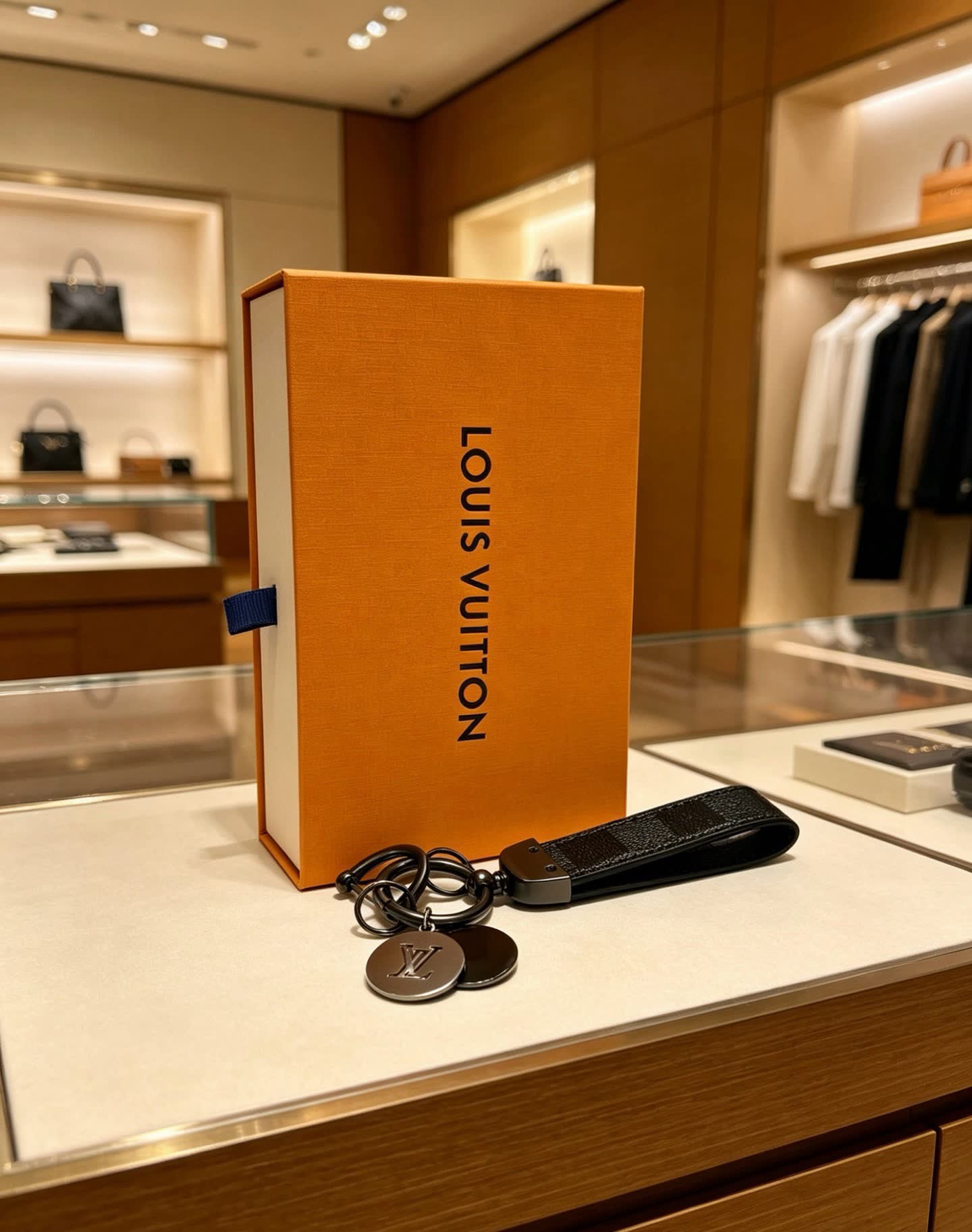 Louis Vuitton Keychain with Leather Strap